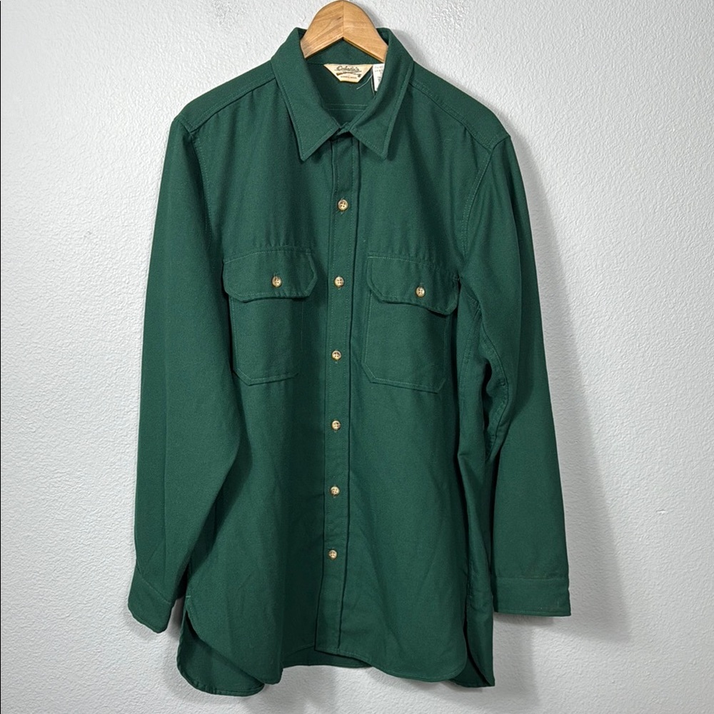 Vintage Cabela's Mens Green Button-Up‎ Shirt